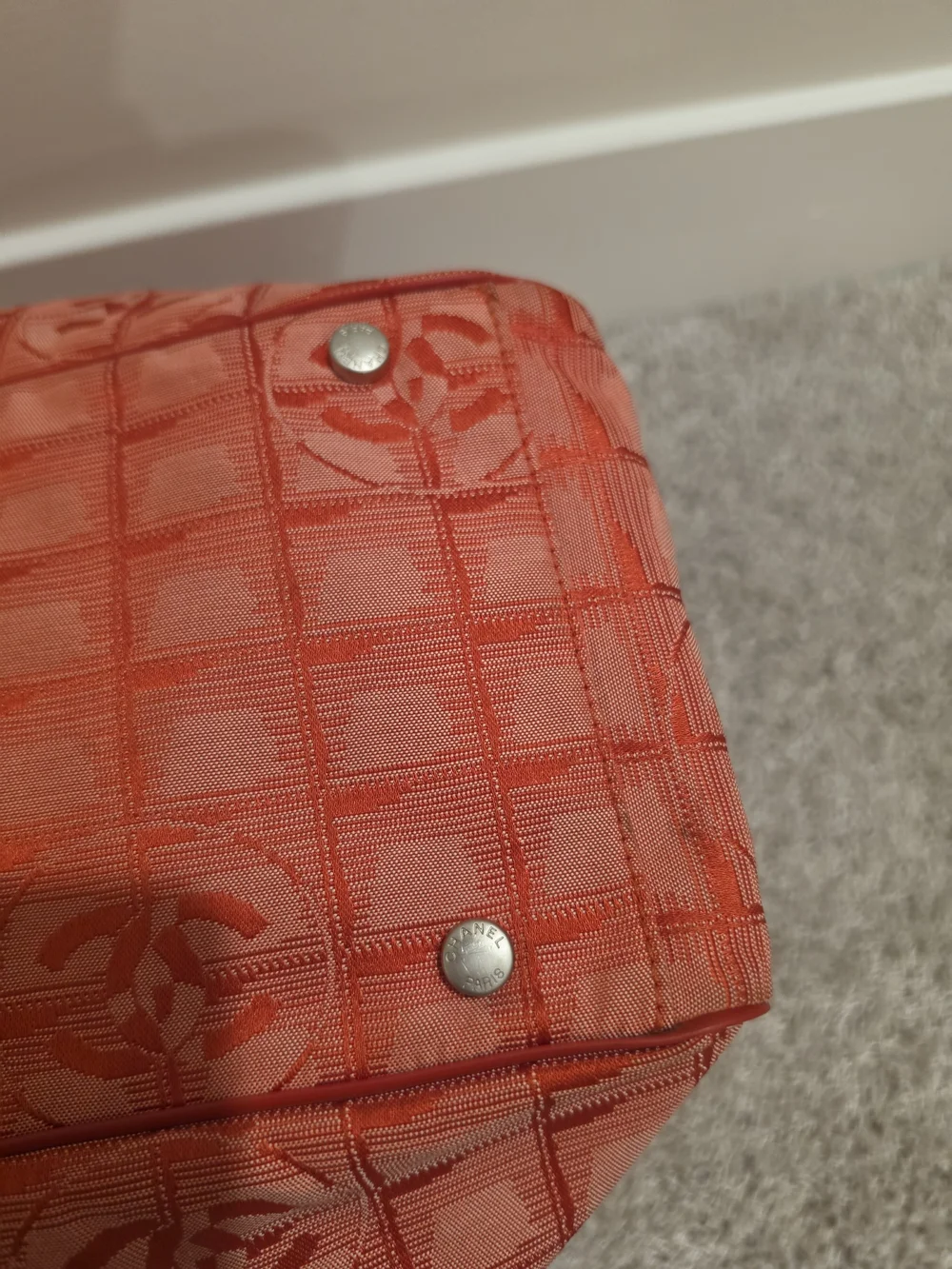 Chanel Coral Quilted Logo Tote Bag